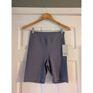 MATE The Label Organic Stretch Cotton Bike Shorts M MRN Plum Color NWT